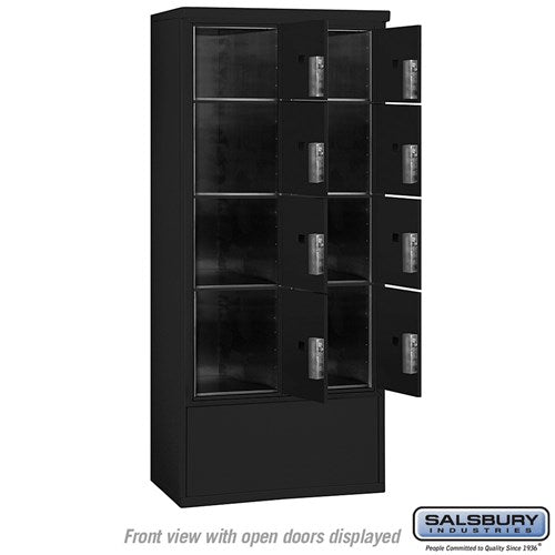 Maximum Height Free-Standing 4C Horizontal Parcel Locker with 8 Parcel Lockers in Black with USPS Access