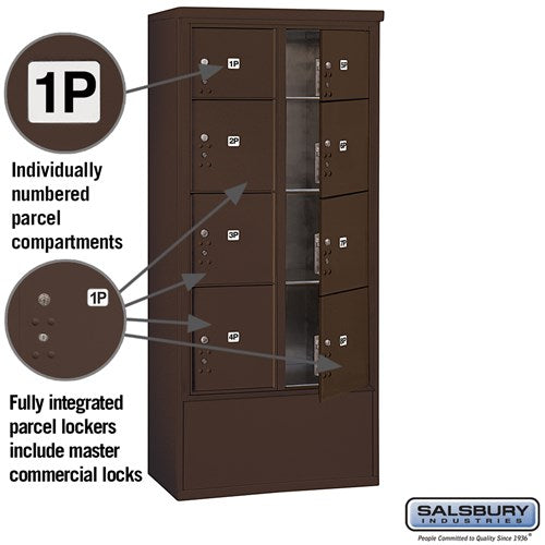 Maximum Height Free-Standing 4C Horizontal Parcel Locker with 8 Compartments in Bronze