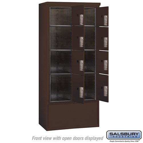 Maximum Height Free-Standing 4C Horizontal Parcel Locker with 8 Compartments in Bronze