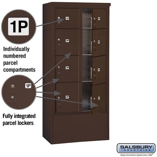 Maximum Height Free-Standing Parcel Locker with 8 Compartments in Bronze