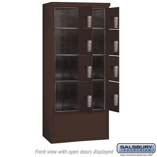 Maximum Height Free-Standing Parcel Locker with 8 Compartments in Bronze