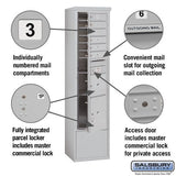 Maximum Height Free-Standing 4C Horizontal Mailbox with 6 Doors and 2 Parcel Lockers in Aluminum with Private Access