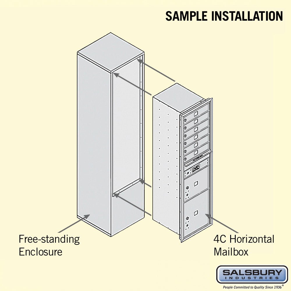 Maximum Height Free-Standing 4C Horizontal Mailbox with Parcel Lockers in Sandstone