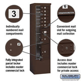 Maximum Height Free-Standing 4C Horizontal Mailbox with Parcel Lockers in Bronze