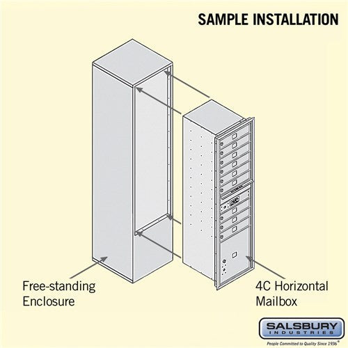 Maximum Height Free-Standing 4C Horizontal Mailbox with 9 Doors and Parcel Locker in Aluminum