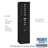 Maximum Height Free-Standing 4C Horizontal Mailbox with 9 Doors and Parcel Locker in Black