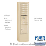 Maximum Height Free-Standing 4C Horizontal Mailbox with 9 Doors and 1 Parcel Locker in Sandstone
