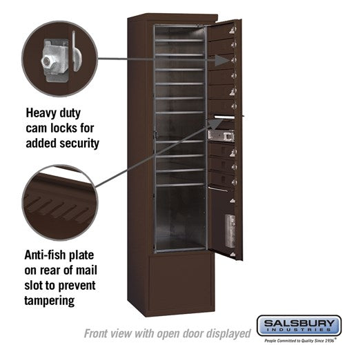 Maximum Height Free-Standing 4C Horizontal Mailbox with Parcel Locker in Bronze