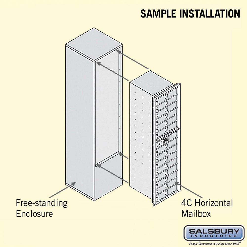 Maximum Height Free-Standing 4C Horizontal Mailbox with 14 Doors and Private Access