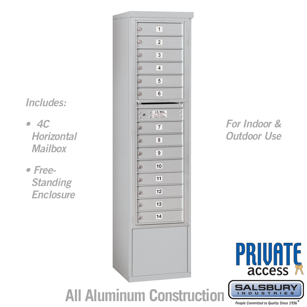 Maximum Height Free-Standing 4C Horizontal Mailbox with 14 Doors and Private Access