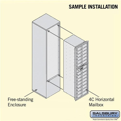 Maximum Height Free-Standing 4C Horizontal Mailbox with 14 Doors in Sandstone with Private Access