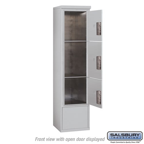Maximum Height Free-Standing 4C Horizontal Parcel Locker with 3 Parcel Lockers in Aluminum with Private Access