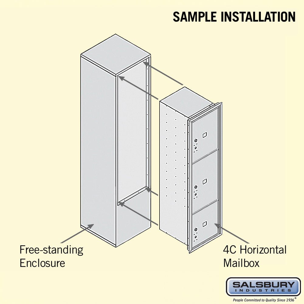 Maximum Height Free-Standing 4C Horizontal Parcel Locker with 3 Parcel Lockers in Black with Private Access