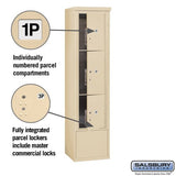 Maximum Height Free-Standing 4C Horizontal Parcel Locker with 3 Parcel Lockers in Sandstone