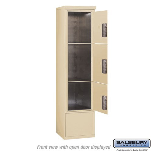 Maximum Height Free-Standing 4C Horizontal Parcel Locker with 3 Parcel Lockers in Sandstone