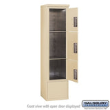 Maximum Height Free-Standing 4C Horizontal Parcel Locker with 3 Parcel Lockers in Sandstone with USPS Access