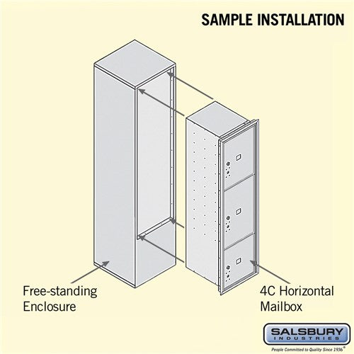 Maximum Height Free-Standing 4C Horizontal Parcel Locker with 3 Parcel Lockers in Sandstone with USPS Access