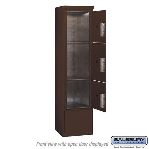Maximum Height Free-Standing 4C Horizontal Parcel Locker with 3 Parcel Lockers in Bronze with Private Access