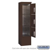 Maximum Height Free-Standing 4C Horizontal Parcel Locker with 3 Parcel Lockers in Bronze with Private Access