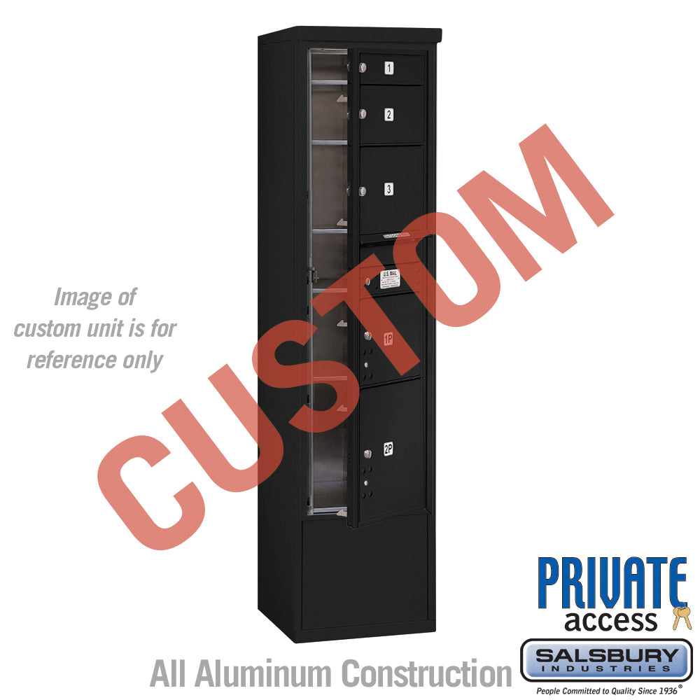Free-Standing 4C Horizontal Mailbox Unit - Maximum Height - Black - Front Loading - Private Access