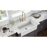 Farmhouse Apron-Front Fireclay 33 in. x 20 in. Reversible Single Bowl Kitchen Sink in White - Super Arbor