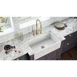 30 in. x 20 in. Fireclay Reversible Farmhouse Apron-Front Single Bowl Kitchen Sink in White - Super Arbor