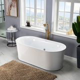 Diana 67 in. Acrylic Freestanding Double Ended Air Bath Bathtub with Drain and Overflow Included in White