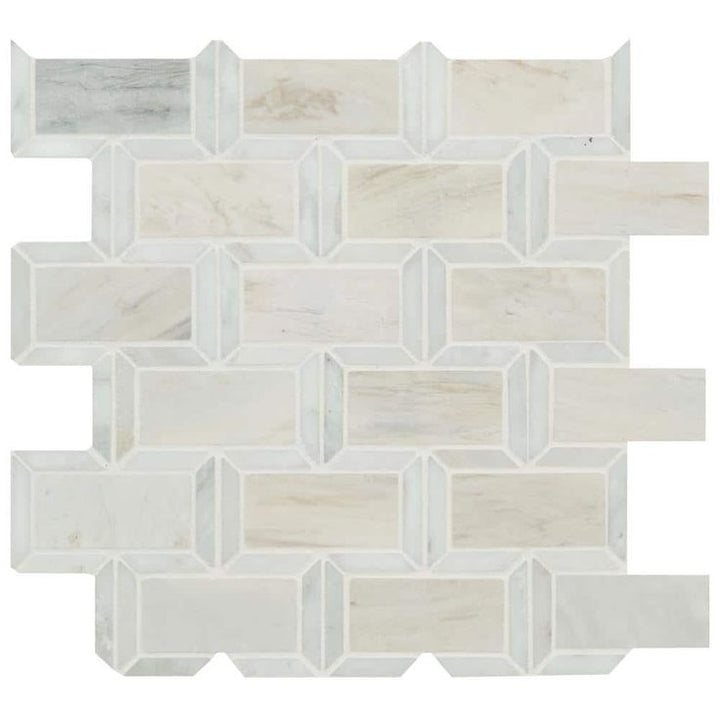 Angora Framework 12 in. x 12 in. x 10mm Polished Marble Mesh-Mounted Mosaic Tile (10 sq. ft./case)
