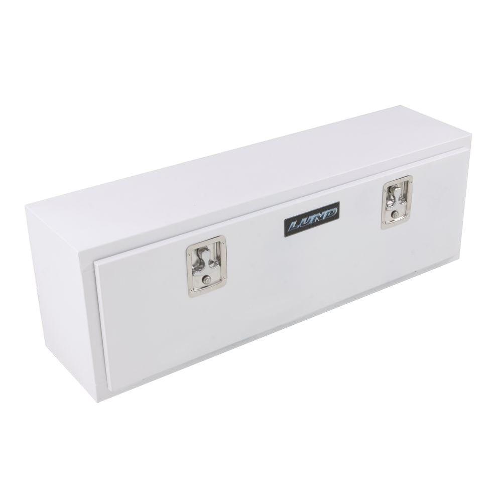 Lund 72 in White Steel Full Size Top Mount Truck Tool Box with mounting hardware and keys included - Super Arbor