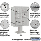3400 Horizontal Series 10-Compartment 2-Parcel Locker Pedestal Mount Mailbox - Super Arbor