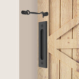 12 in. Steel Black Powered Ladder Sliding Barn Door Handle with Hook Lock Latch - Super Arbor