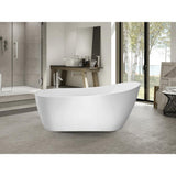 Clermont 59 in. Acrylic Freestanding Flatbottom Bathtub in White - Super Arbor