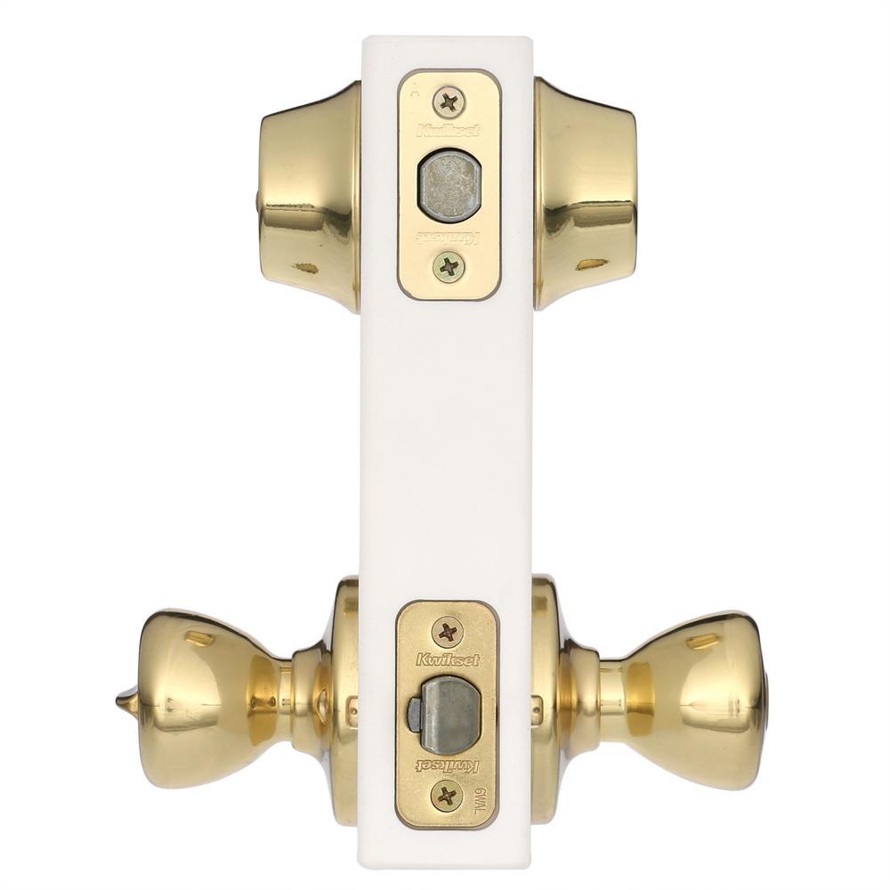 Tylo Polished Brass Entry Door Knob and Double Cylinder Deadbolt Combo Pack with Microban Antimicrobial Technology - Super Arbor