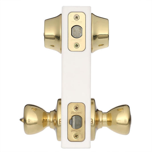 Tylo Polished Brass Entry Door Knob and Double Cylinder Deadbolt Combo Pack with Microban Antimicrobial Technology - Super Arbor