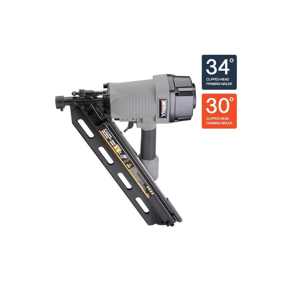 Pneumatic 34-Degree 3-1/2 in. Clipped Head Framing Nailer - Super Arbor