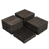 Topeakmart Pack of 27 Interlocking Wood Flooring Tiles Indoor & Outdoor for Patio Garden Deck Poolside 12''x12'' Dark Brown