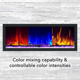 74 in. Cascade Flush-Mount LED Electric Fireplace in Black - Super Arbor