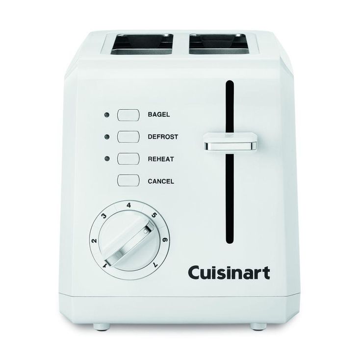 Compact 2-Slice White Wide Slot Toaster with Crumb Tray