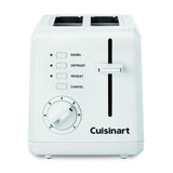 Compact 2-Slice White Wide Slot Toaster with Crumb Tray