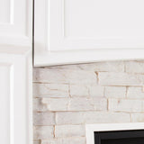Conway 45.75 in. Electric Fireplace TV Stand in White with White Faux Stone - Super Arbor