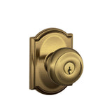 Custom Georgian Aged Bronze Keyed Entry Door Knob with Camelot Trim - Super Arbor