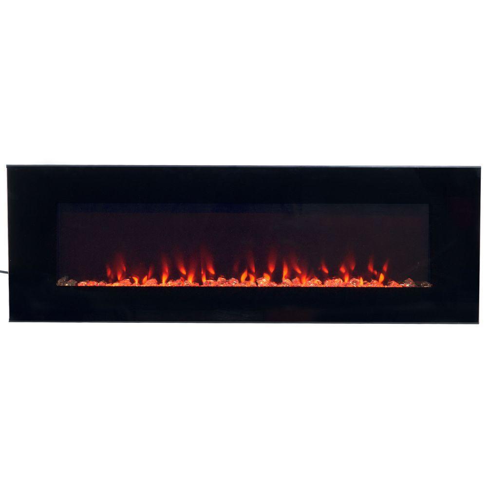 54 in. LED Fire and Ice Electric Fireplace with Remote in Black - Super Arbor