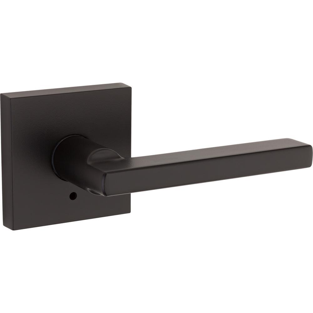 Halifax Square Matte Black Privacy Bed/Bath Door Lever (4-Pack) - Super Arbor