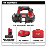 Milwaukee M12 12V Lithium-Ion Cordless Sub-Compact Band Saw Kit with M12 Multi-Tool, 1-5/8 in Cut Capacity