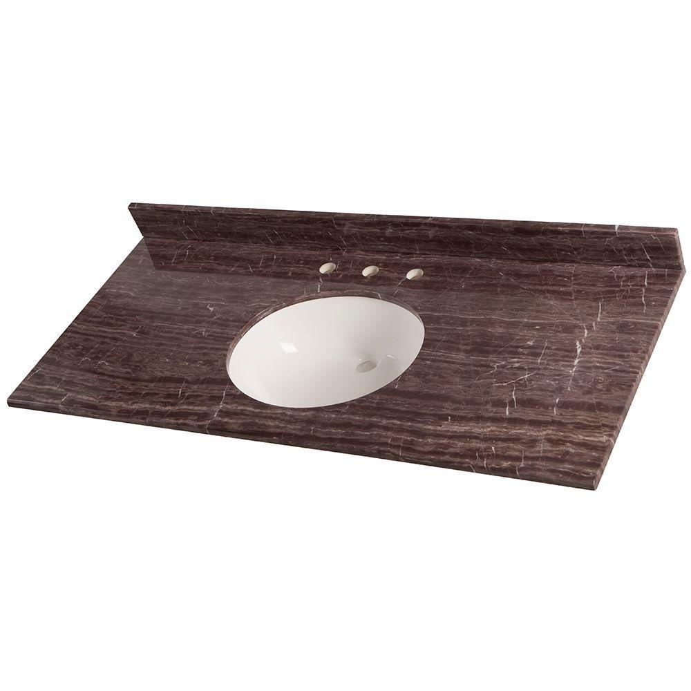 31 in. x 22 in. Stone Effects Vanity Top in Cascade with White Sink - Super Arbor