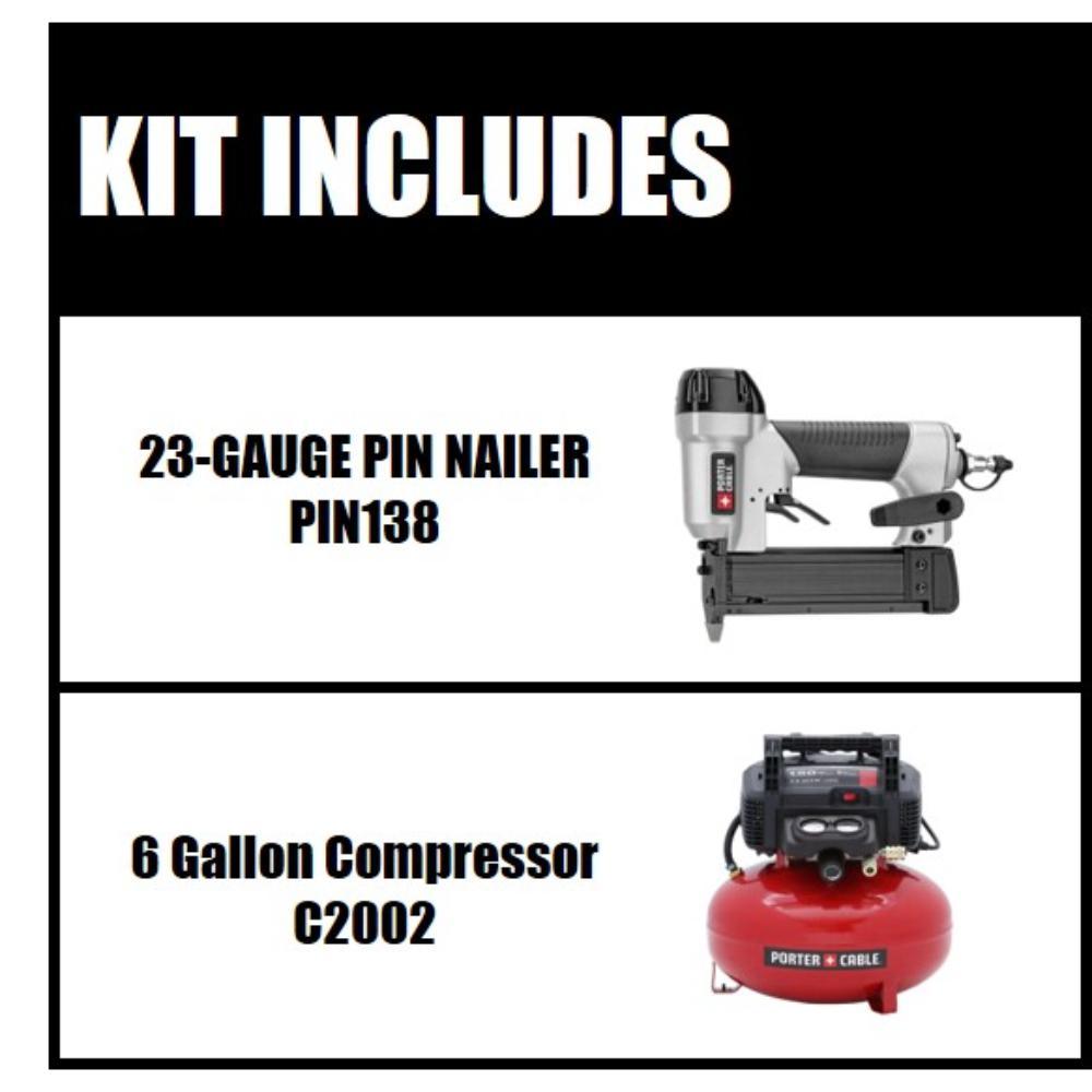 6 Gal. 150 PSI Portable Electric Air Compressor and Pin Nailer Combo Kit (2-Tool) - Super Arbor