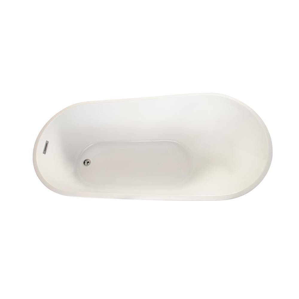 Shaia 67 in. Acrylic Flatbottom Non-Whirlpool Soaking Bathtub in White - Super Arbor