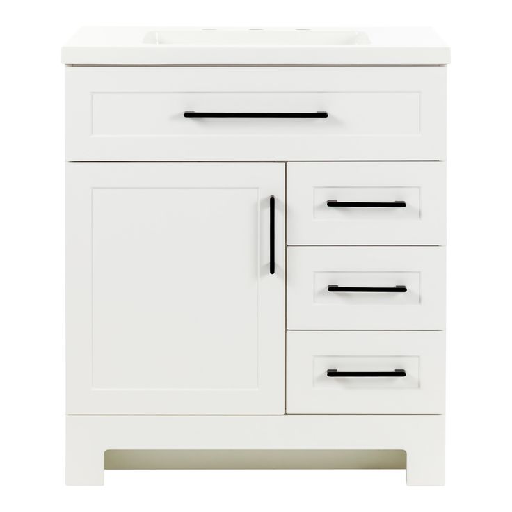 Style Selections Cauley 30-in White Single Sink Bathroom Vanity with White Cultured Marble Top