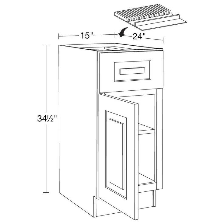 Grayson 15 in. W x 24 in. D x 34.5 in. H Assembled Plywood Base Kitchen Cabinet in Deep Onyx with Knife Block LH
