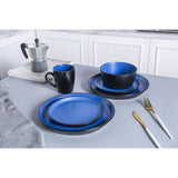 32-Piece Casual Blue and Black Stoneware Dinnerware Set (Set for 8)